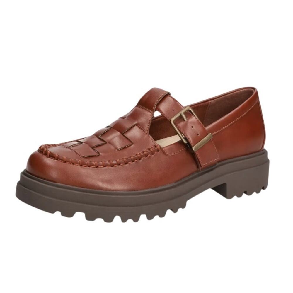 Bella Vita Womens Makell Lug Loafers US 11 WW Dark Tan Mary Jane NEW